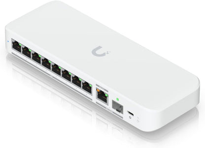 Ubiquiti Networks USW-Flex-2.5G-8 UniFi Switch Flex 2.5G (8 x 2.5 GbE ports, 1 x 10 GbE PoE+ input/SFP+ combo, Plastic case, Compatible with Desktop, Laptop, Server, IP Camera, Printer)