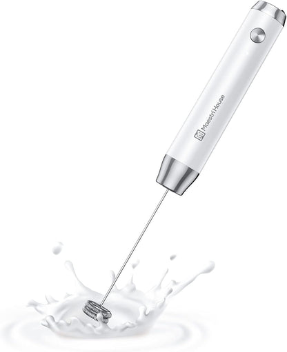 Maestri House Rechargeable Milk Frother, Handheld Electric Foam Maker Waterproof Detachable Stainless Steel Whisk Drink Mixer Foamer for Lattes, Cappuccino, No Stand (Black)，LunaFro NS