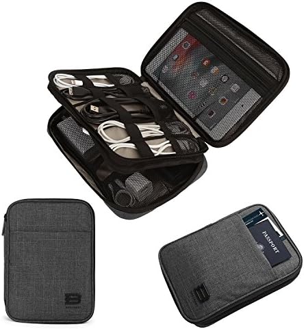 BAGSMART Electronic Organizer, Travel Cable Organizer Double Layer Electronics Accessories Cases Portable for Tablet 7.9", USB Drive, Cords, Black