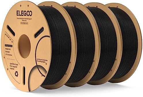 ELEGOO PLA Filament 1.75mm Black 1KG,3D Printer Filament Dimensional Accuracy +/- 0.02mm,1kg Cardboard Spool(2.2lbs) 3D Printing Filament Fits for Most FDM 3D Printers