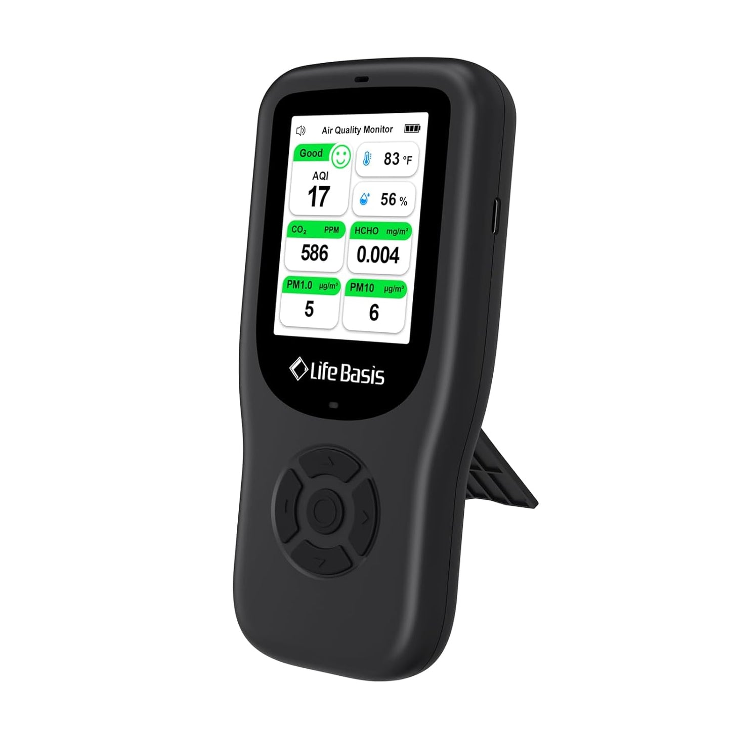 LifeBasis 11-in-1 Indoor Air Quality Monitor with CO₂ Detector, AQI Meter & Smart Alerts