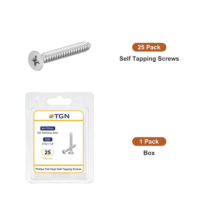 DTGN 100Pcs #8x1 Flat Head Wood Screws, 304 Stainless Steel Phillips Self Tapping Screws - Good for Woodworking, Furniture - Silver