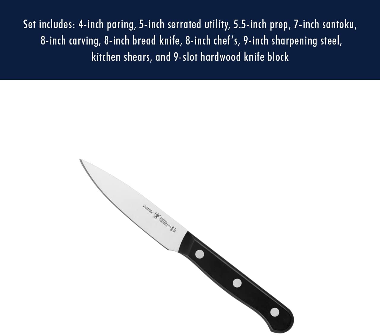 HENCKELS Solution Razor-Sharp 16-pc Self Sharpening Knife Block Set, Chef Knife, Bread Knife, Steak Knife, German Engineered Informed by 100+ Years of Mastery