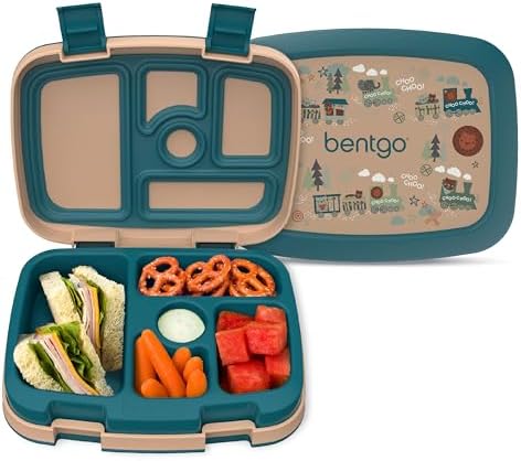 Bentgo Kids Prints (Unicorn) - Leak-Proof, 5-Compartment Bento-Style Kids Lunch Box - Ideal Portion Sizes for Ages 3 to 7 - BPA-Free and Food-Safe Materials