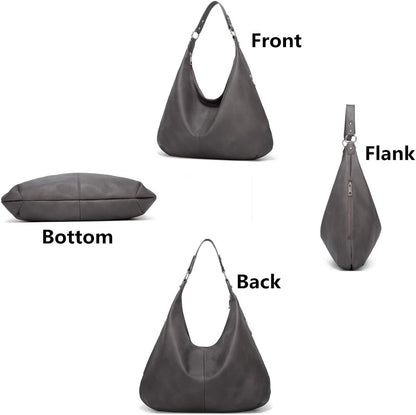 Ashioup Hobo Bags for Women Soft PU Leather Shoulder Bag Vintage Slouchy Handbag with Zipper