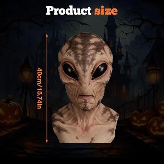 Realistic Alien Head Mask, Scary Alien Mask, Halloween Skull Latex Skeleton Fancy Mask