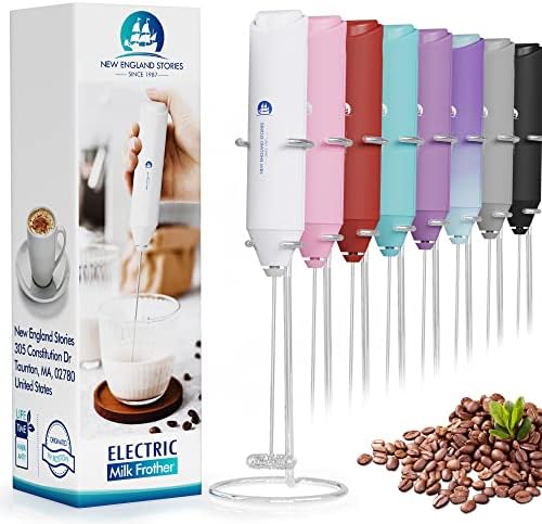 Powerful Milk Frother Handheld Foam Maker, Mini Whisk Drink Mixer for Coffee, Cappuccino, Latte, Matcha, Hot Chocolate, With Stand, Light Purple
