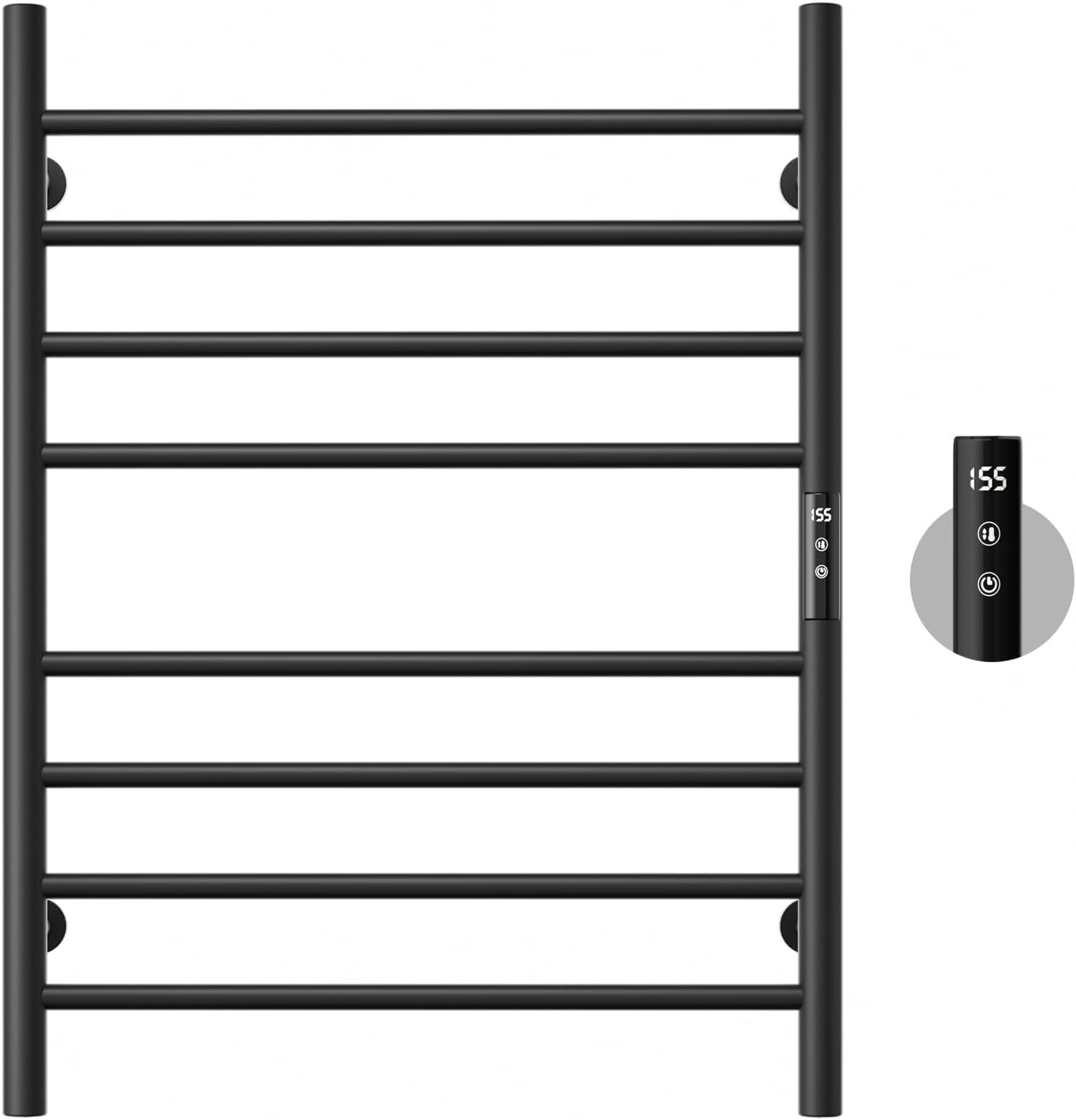 POPFLY Heated Towel Rack, Wall Mounted Electric Hot Towel Warmer, 4-Bar 304 Stainless Steel Small Heated Towel Warmer Rack for Bathroom with Timer and Temperature Control, Brushed