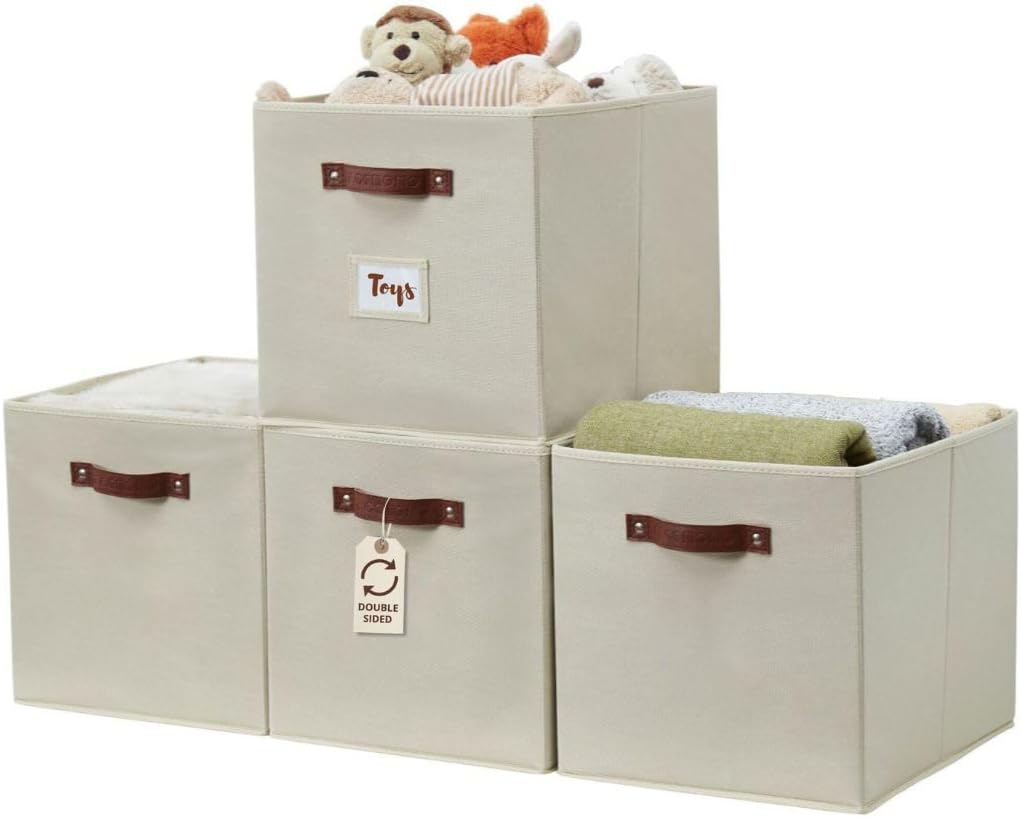 DECOMOMO Cube Storage Bin, Storage Cubes with Labels, Baskets for Shelves Kallax Linen Closet Organizers (Cube 10.5x11"/ 6pcs, Black)