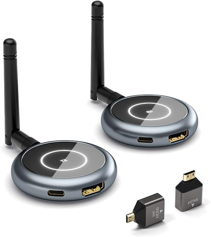 AIMIBO Wireless HDMI Transmitter and 4 Receivers, 5.8G @60Hz, Plug & Play HDMI Wireless Multiple TVs Extender for Streaming Video/Audio from Laptop, Camera, TV Box to TVs, Projectors, Monitors -165FT