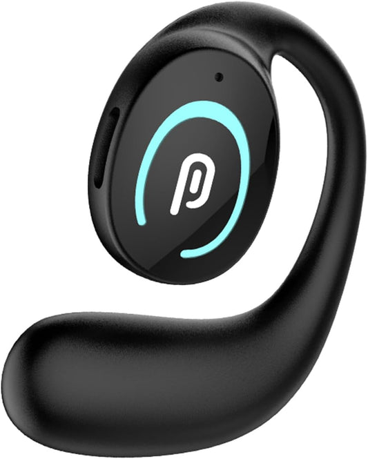 Sunffice Open Ear Bluetooth 5.3 Earpiece,Single-Ear Headset Hands-Free Earphones with Earhook,Noise-Cancellation Stereo Sound Sports Earbud for Office Driving Calling Compatible Android/iPhone(Black)