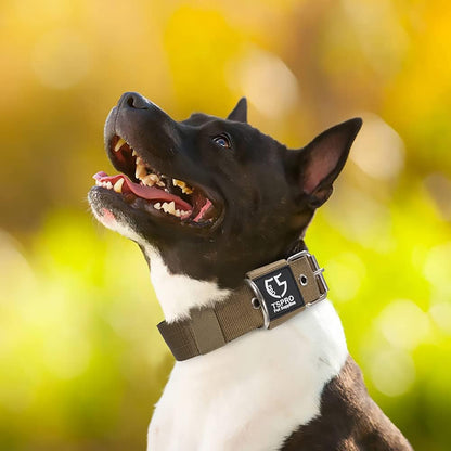 TSPRO Tactical Dog Collar 1.5 inch Wide Dog Collar Military Grade Strong Dog Collar Thick Dog Collar Heavy Duty Metal Buckle Dog Collar(Green-L)