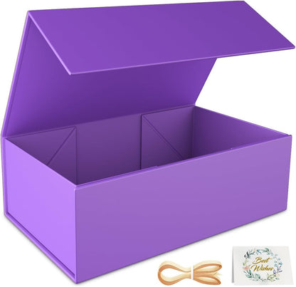 Black Gift Box, 9.5x6x3 Inch Gift boxes for Presents with Lids Magnetic Closure Rectangle Collapsible for Groomsman Proposal Box, Wedding, Christmas, Halloween, Birthday Gifts Packging