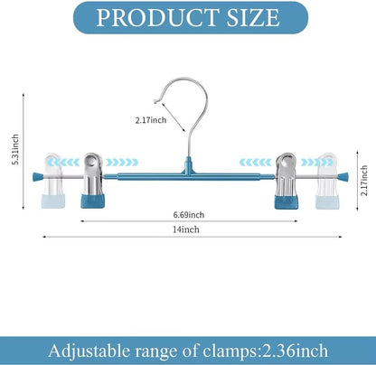 14Inch Black Pants Hangers with Clips 10 Pack Adjustable Skirt Hangers for Women Non-Slip Trousers Hanger for Jeans Clothes Hangers for Pants Heavy Duty Space Saving Shorts Hangers