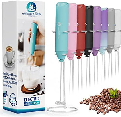 Powerful Milk Frother Handheld Foam Maker, Mini Whisk Drink Mixer for Coffee, Cappuccino, Latte, Matcha, Hot Chocolate, With Stand, Light Purple