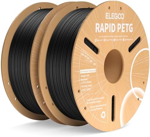 ELEGOO Rapid PETG Filament 1.75mm Black 1KG, 3D Printer Filament Max 600 mm/s High Speed Printing, Dimensional Accuracy +/- 0.02 mm Fit Most FDM Printer 1kg Cardboard Spool