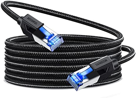 UGREEN Cat 8 Ethernet Cable 15FT, High Speed Braided 40Gbps 2000Mhz Network Cord Cat8 RJ45 Shielded Indoor Heavy Duty LAN Cables Compatible for Gaming PC PS5 PS4 PS3 Xbox Modem Router 15FT