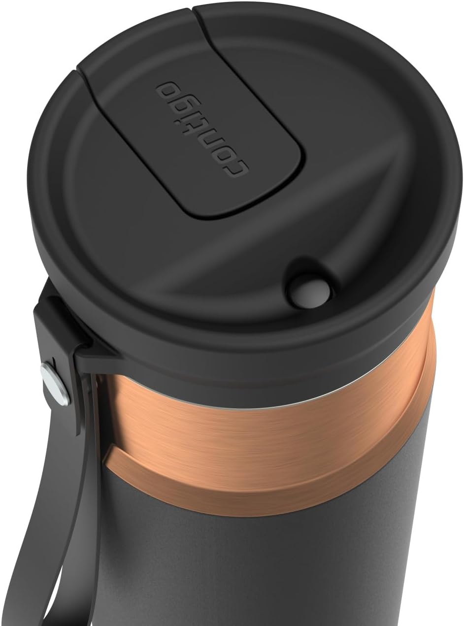 Contigo SnapSeal 24 oz Water Bottle w/Carry Strap & Reusable Straw | Vacuum-Insulated Stainless Steel for Hot & Cold Drinks | Spill-Proof Lid | BPA & Lead-Free | Dishwasher Safe