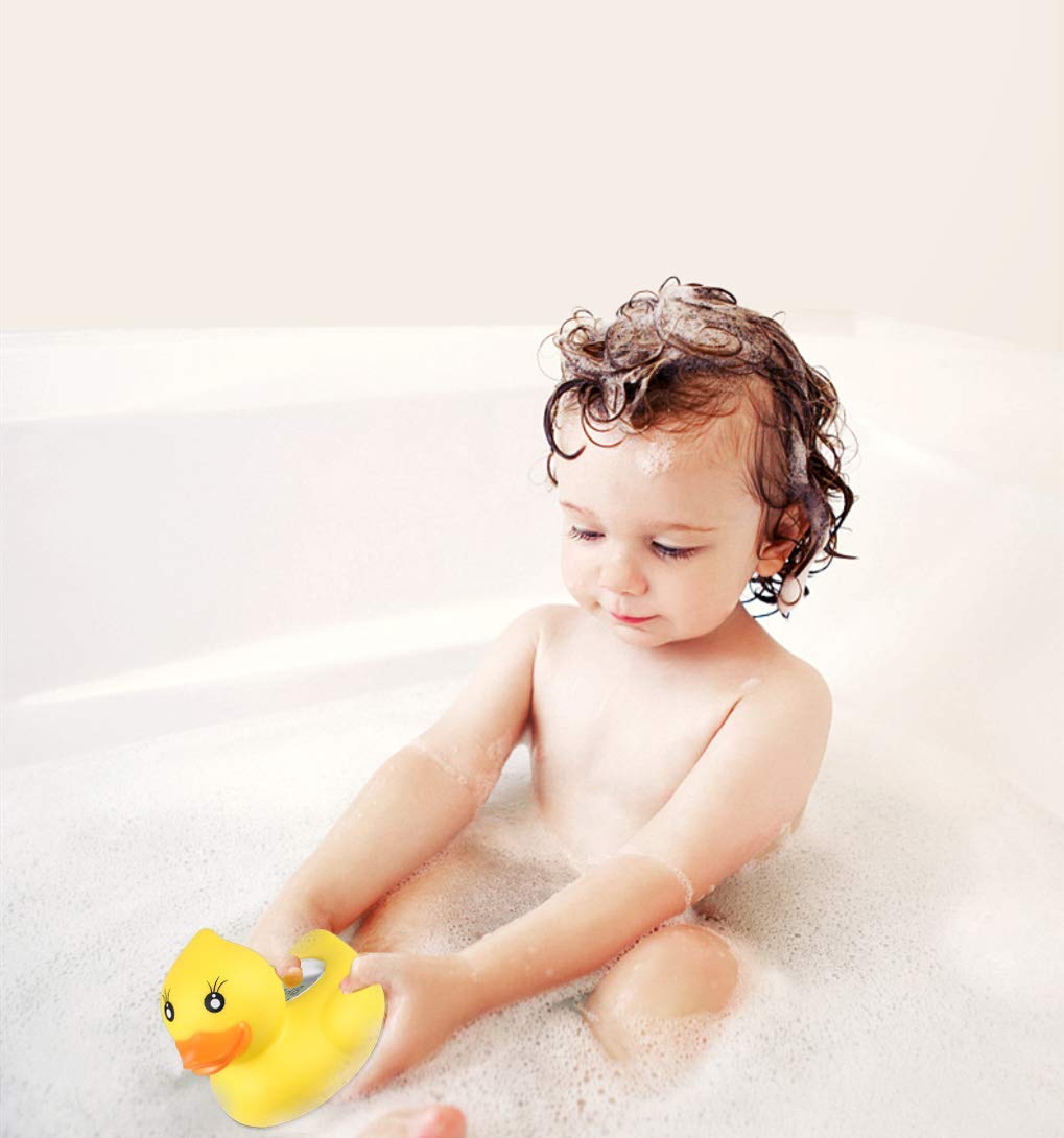 BabyElf Baby Water Thermometer- Bathtub Thermometer Baby Bath and Room Thermometer, Floating Alarm for Infant Bathtub and Swimming Pool, Yellow Duck Bathtub for Shower