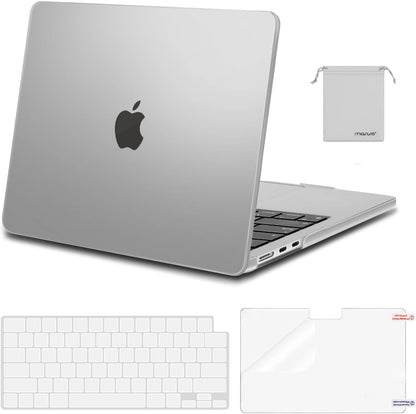 MOSISO Compatible with MacBook Air 13 inch Case 2025 2024 2023 2022 M4 A3240 M3 A3113 M2 A2681, Plastic Hard Shell&Keyboard Cover&Screen Film&Pouch for MacBook Air 13.6 inch Case, Crystal Clear