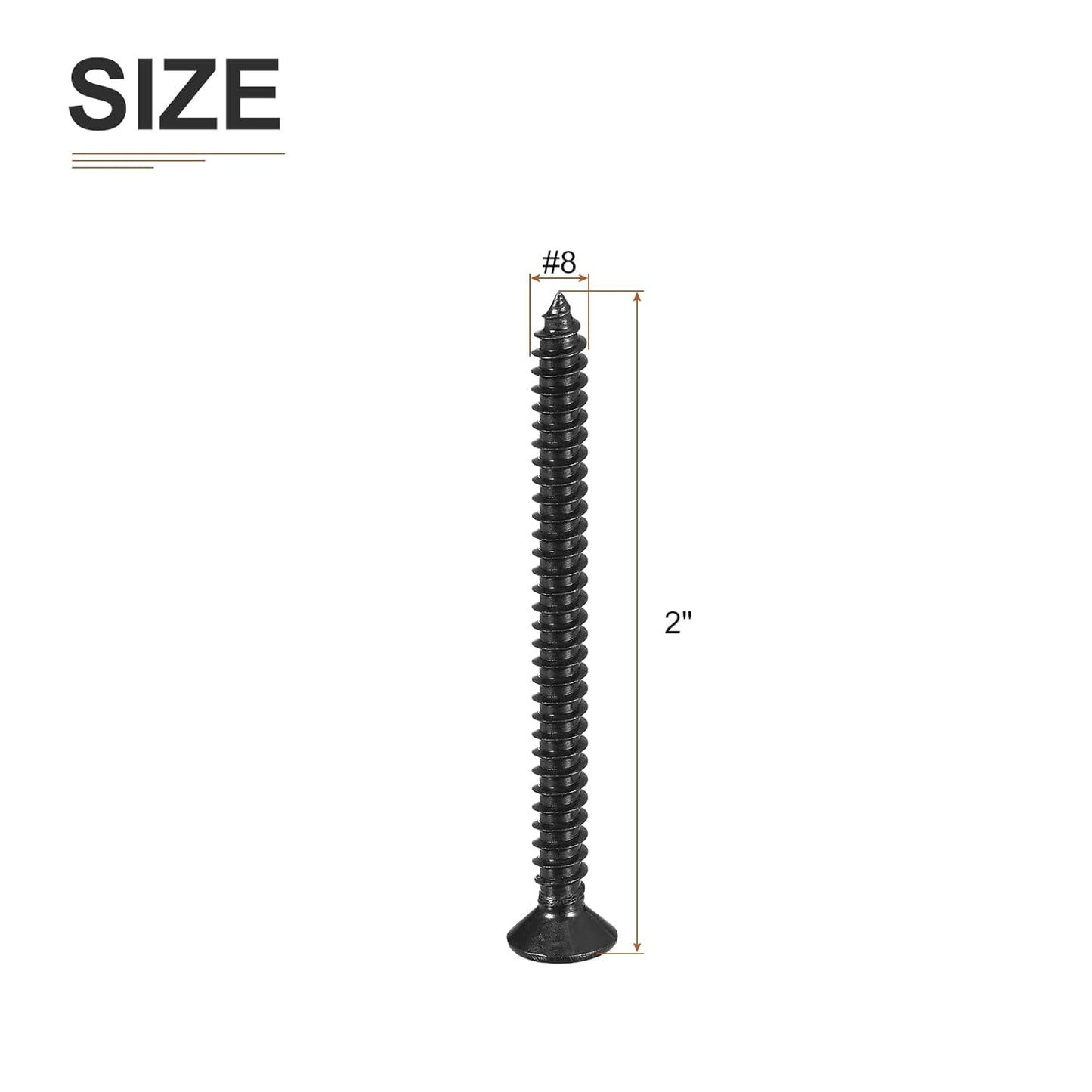 DTGN 100Pcs #8x1 Flat Head Wood Screws, 304 Stainless Steel Phillips Self Tapping Screws - Good for Woodworking, Furniture - Silver