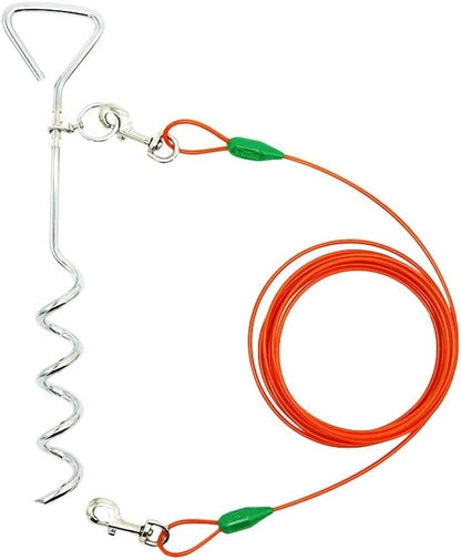 Petest 25ft Reflective Tie-Out Cable for Small Dogs Up to 35 Pounds