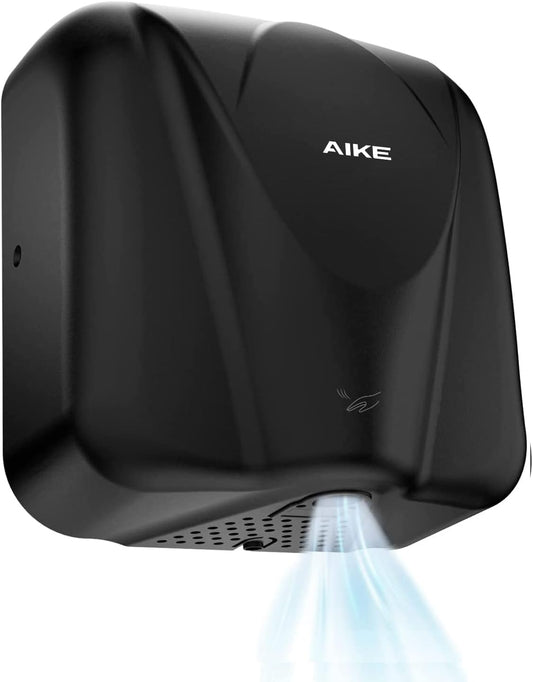 AIKE Elephant Power Commercial Hand Dryer High Speed Auto Warm Wind, Matte Black Thermoset Cover AC110V-130V Model AK2812