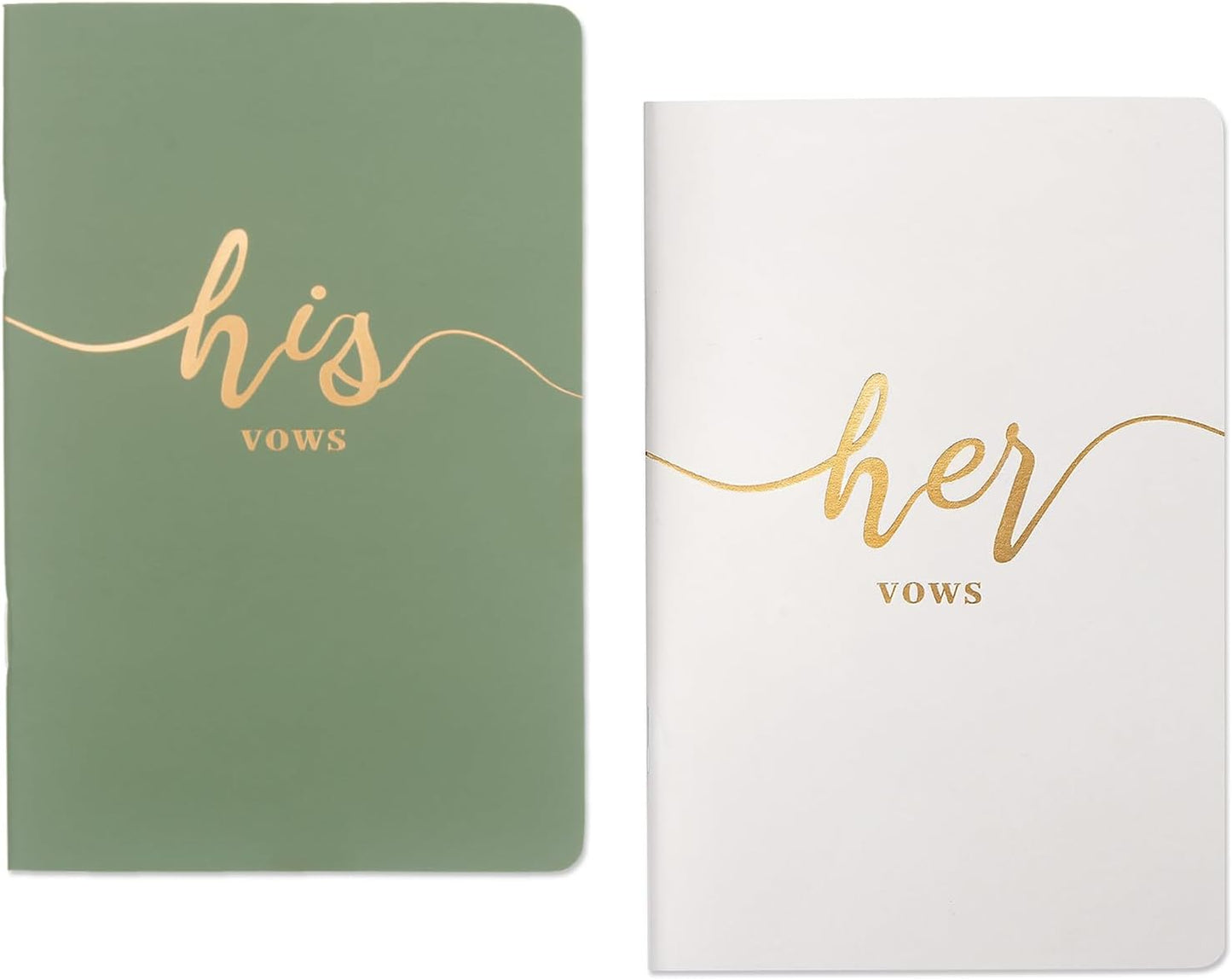 Vekola Vow Books for Wedding His and Hers Elegant Gold Foil Set of 2 Wedding Notebook with 28 Pages (Navy Blue+White)