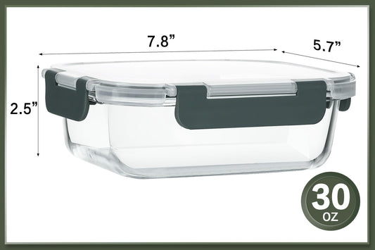 Purilite Select 10-Pack 30 oz Glass Meal Prep Containers with Lids