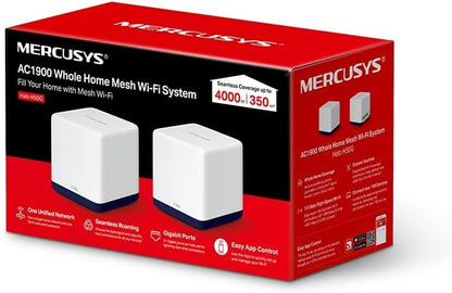 MERCUSYS Halo H50G (2-Pack) AC1900 Mesh WiFi System – Whole Home Coverage up to 4,000 ft², Seamless Roaming, Gigabit Ports, Easy App Setup, Parental Controls, Dual Band Router