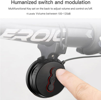 BSSOK Electric Bike Horn for Adults | 100-120dB Upgrade Adjustable Volume | Electronic Bicycle Bell Loud | 4 Classic Sound | USB Rechargeable Battery | Waterproof Electric Bike Bell