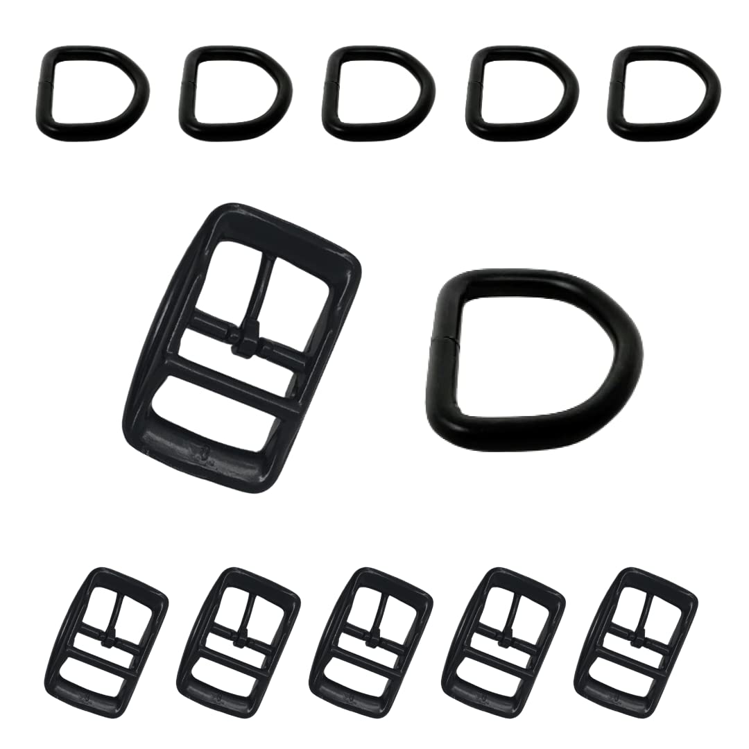Regal Dog Products 1" Inch Double Bar Buckle and Matching D-Ring in Nickel Plated Hardware (6-pack)