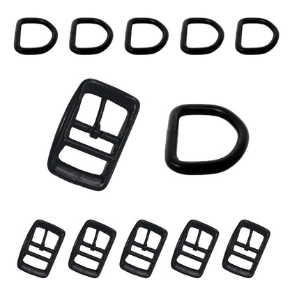 Regal Dog Products 1" Inch Double Bar Buckle and Matching D-Ring in Nickel Plated Hardware (6-pack)