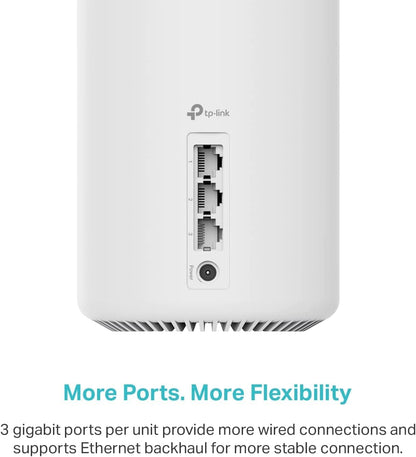 TP-Link Deco BE11000 Tri-Band WiFi 7 Mesh (Deco BE65 Pro) - 11 Gbps, 6 GHz/5 GHz/2.4 GHz Bands, 5 Gbps Ports, MLO, 320 MHz Channels, HomeShield, Universal Compatibility - 2-Pack