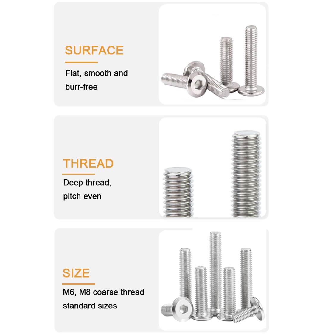 binifiMux 4pcs M10-1.25 x 70mm Serrated Flanged Hex Bolts Flange Hexagon Screws, Stainless Steel 18-8 (304), Plain Finish, DIN 6921
