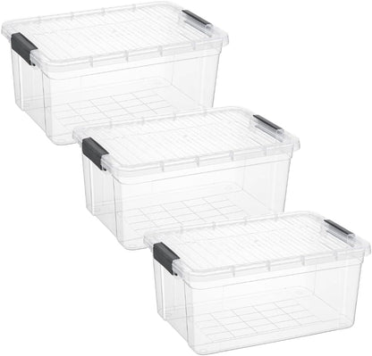 Superio Storage Bins with Lids- 3 Pack, 1.85 Qt Clear Boxes for Organizing, Stackable Plastic Containers- BPA Free, Non-Toxic, Odor Free, Organizer for Home, Office, Dorm