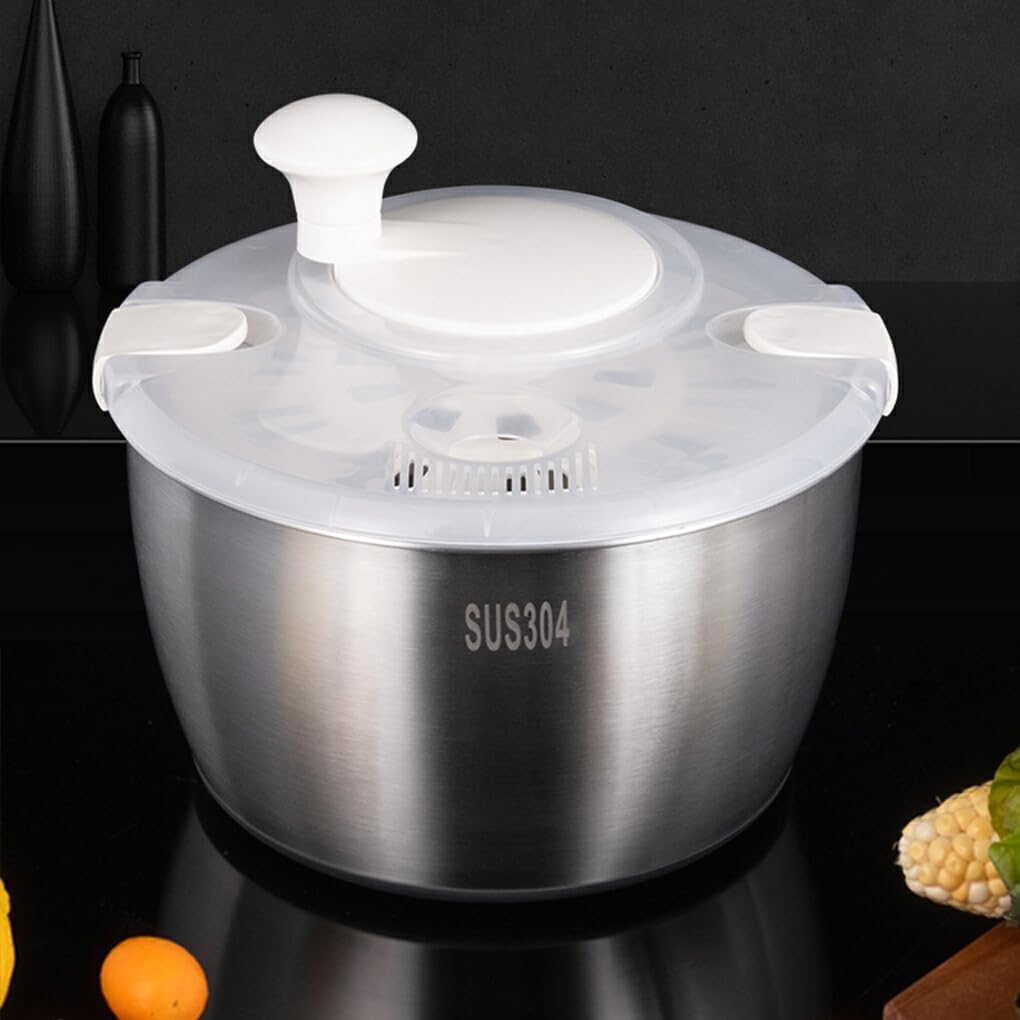 koaunert Large Salad with Non-Slip Base Durable and Practical Stainless Steel Salad Spinners Salad Spinners Collapsible, Stainless Steel