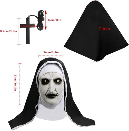 ACBAGI The Nun Mask Full Head Nun Scary Halloween Mask Costume Scary Nun Costume for Unisex Adults