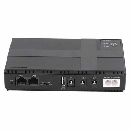 10400mAh Mini UPS Battery Backup, 5V 9V 12V 2A POE Uninterruptible Power Supply, Compact Basic Standby UPS System for Camera Router LED Light Modems Speaker, 85-265V (US Plug)