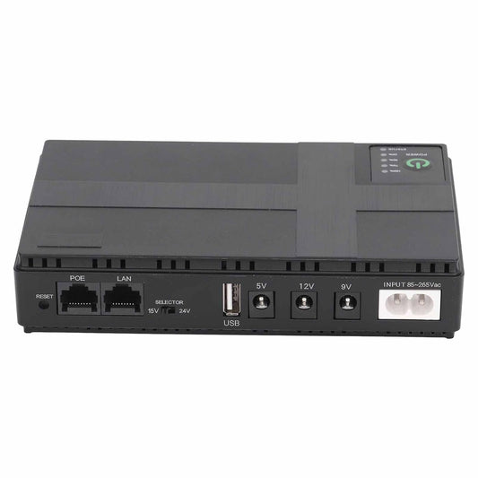 10400mAh Mini UPS Battery Backup, 5V 9V 12V 2A POE Uninterruptible Power Supply, Compact Basic Standby UPS System for Camera Router LED Light Modems Speaker, 85-265V (US Plug)