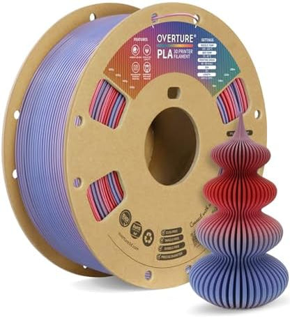 OVERTURE PLA Filament 1.75mm PLA 3D Printer Filament, 1kg Cardboard Spool (2.2lbs), Dimensional Accuracy +/- 0.02mm, Fit Most FDM Printer (Black 1-Pack)