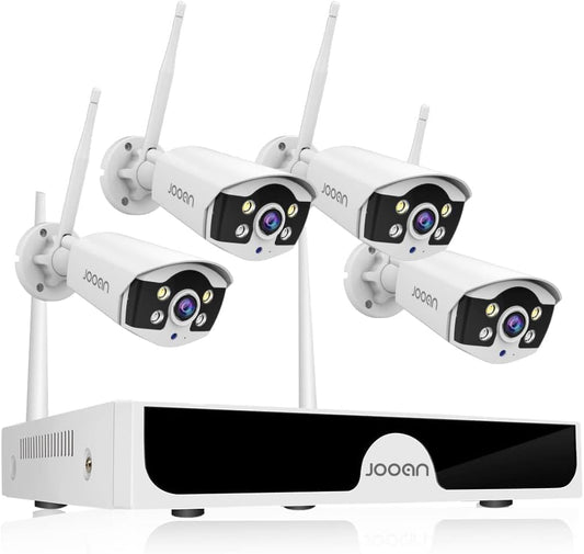JOOAN【IP67 Weatherproof & H.265+ System】3MP Security Camera System Outdoor,10-Channel NVR&4Pcs FHD 1296P Video Record CCTV Cameras,Waterproof&Good Night Vision,Motion Dectection&Email Alarm,No HDD