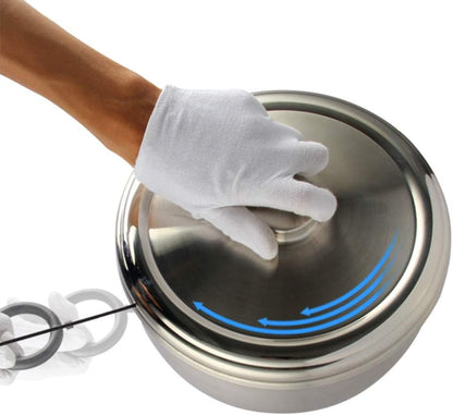 Salad Spinner, Stainless Steel Salad Dried Bowl, Great Capacity Innovative Design Vegetable Dehydrator with Grid and Bowl, Efficient and Easy Drying with Pull System,Silver-A