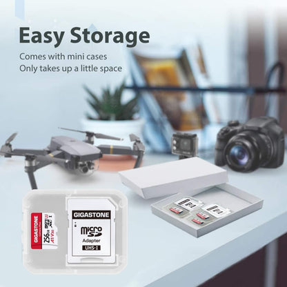 GIGASTONE 256GB Camera Plus Memory Card 2-Pack, Read Speed up to 100MB/s. Ideal for Full HD Video Gopro Drone Android Camera, A1 Micro SDXC Card with Mini Case and SD Adapter
