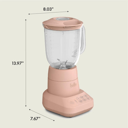 Bella 10-Speed Countertop Blender, Juicer and Smoothies, Fits Anywhere™, Slim Design with Lid and Lid for Dishwasher Stainless Steel Carafe, 450W, Surf