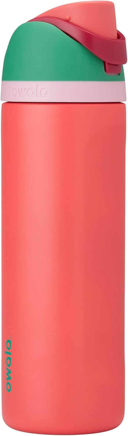 Owala FreeSip Insulated Stainless Steel Water Bottle with Straw for Sports and Travel, BPA-Free, 24-oz, Very, Very Dark