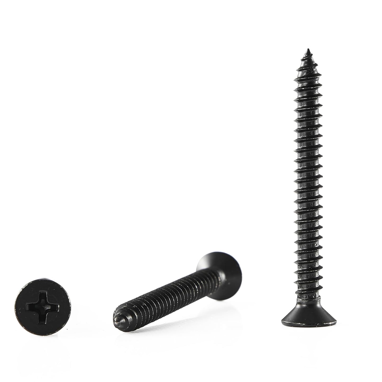 GOHODOMINO #4 x 1/2" Wood Screw 100Pcs, Stainless Steel 304 (18-8) Screws Flat Head Phillips Fast Self Tapping Drywall Screws Black Oxide