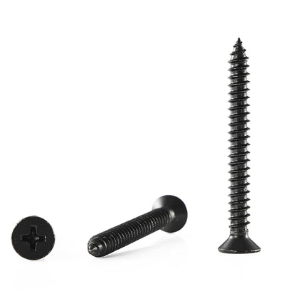GOHODOMINO #4 x 1/2" Wood Screw 100Pcs, Stainless Steel 304 (18-8) Screws Flat Head Phillips Fast Self Tapping Drywall Screws Black Oxide