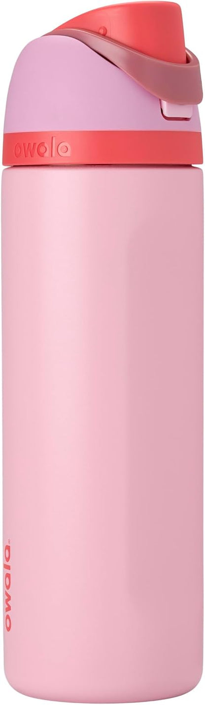 Owala FreeSip Insulated Stainless Steel Water Bottle with Straw for Sports and Travel, BPA-Free, 24-oz, Very, Very Dark