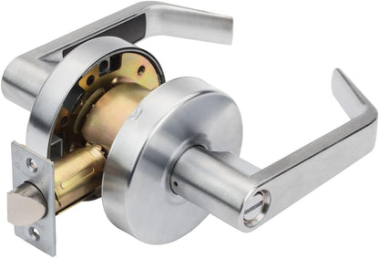 Dynasty Hardware AUG-00-26D Grade 2 Commercial Duty Office Door Keyed Lever Lockset, ADA, Satin Chrome Finish
